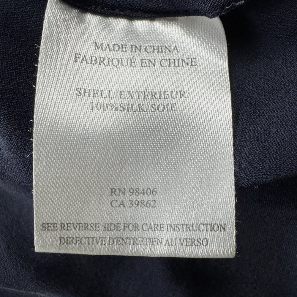 Theory Meniph V-Neck Silk Solid Black Blouse Long… - image 8